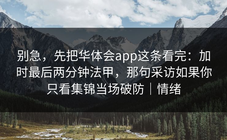 别急，先把华体会app这条看完：加时最后两分钟法甲，那句采访如果你只看集锦当场破防｜情绪