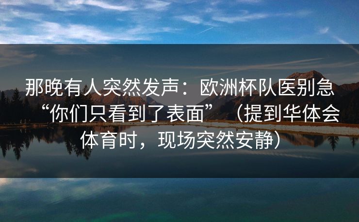 那晚有人突然发声：欧洲杯队医别急“你们只看到了表面”（提到华体会体育时，现场突然安静）