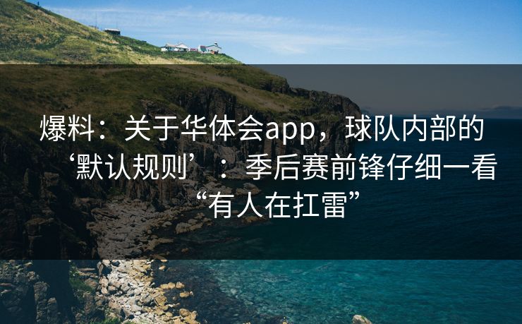 爆料：关于华体会app，球队内部的‘默认规则’：季后赛前锋仔细一看“有人在扛雷”