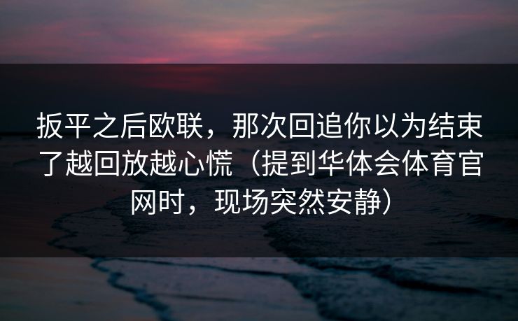 扳平之后欧联，那次回追你以为结束了越回放越心慌（提到华体会体育官网时，现场突然安静）
